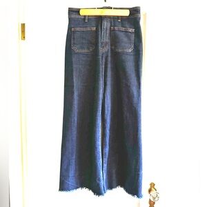 Zara high rise wide leg cropped dark blue jeans👖